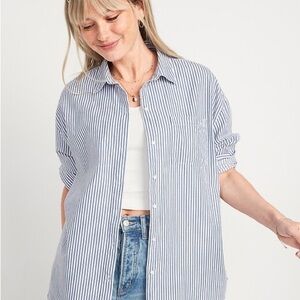 Old Navy Oversized Striped Boyfriend Shirt
